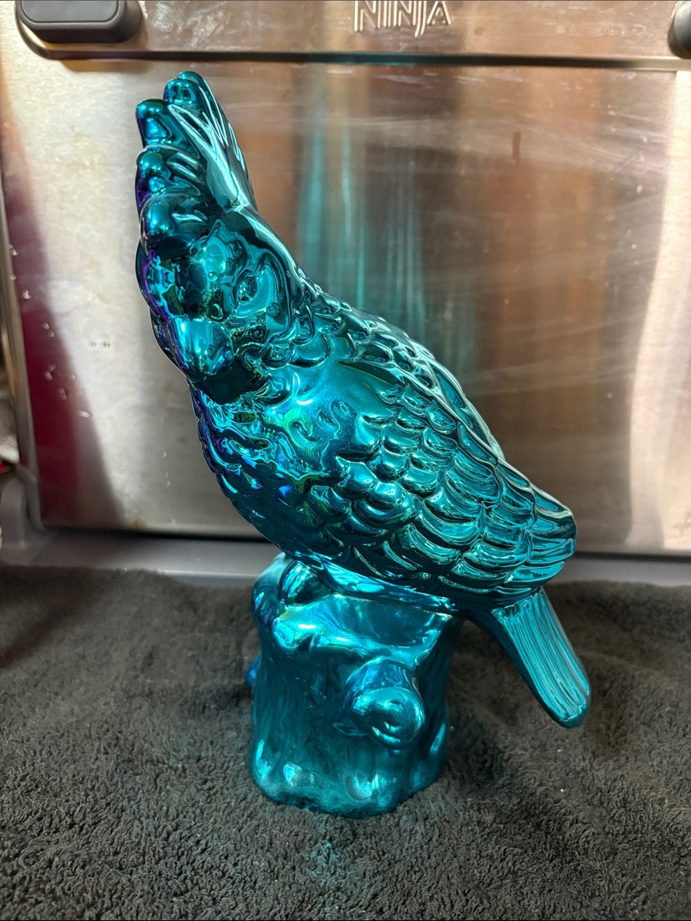 Teal mettalic Parrot Figurine